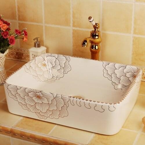 Rectangle porcelain bathroom vanity bathroom sink bowl countertop Ceramic porcelain wash basin bathroom sink