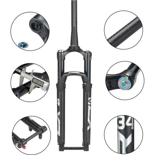 KRSEC Aluminum Alloy Manual/Remote Bicycle Air Suspension Fork Straight 9mm QR MTB Bike Fork