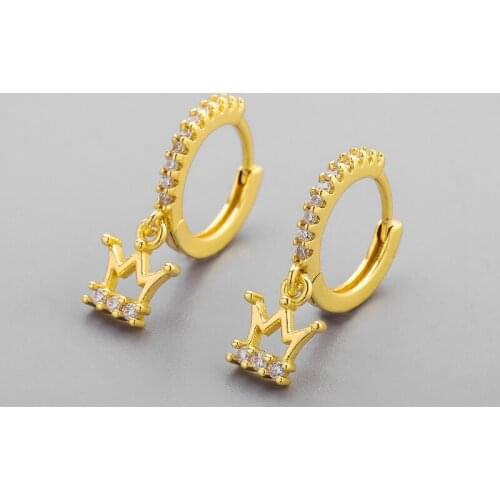 925 Sterling Silver Crown Hoop Earring for Women Best Party Birthday Gift Accessories