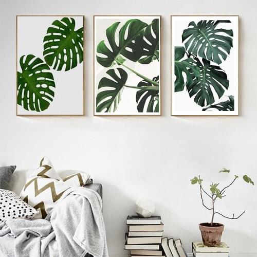 Scandinavian Style Poster Art Canvas Painting Monstera Leaves Photo Wall Pictures for Living Room Nordic Home Decor Painting
