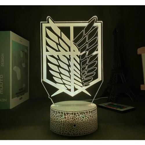 Anime Attack on Titan Logo Night Light Led Children Kids Boys Gift Manga Japanese Anime Bedroom Desk Lamp Shingeki No Kyojin
