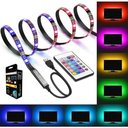 5V USB LED TV Backlight Remote Control 1M 2M LED Strip Light RGB 5050 Ambient Light for PC Monitor Decor Flexible Tape Light