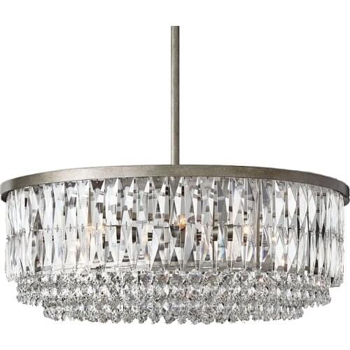 Retro Led hanging Crystal Chandelier Lighting for hotel room Large led suspension luminaire E14 Round home led Lights & lighting