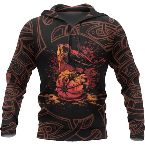 Beautiful hoodie 3D All Over Printed Viking Bird Halloween Sweatshirt For Men/women Autumn Casual Pullover Zipper Streetwear