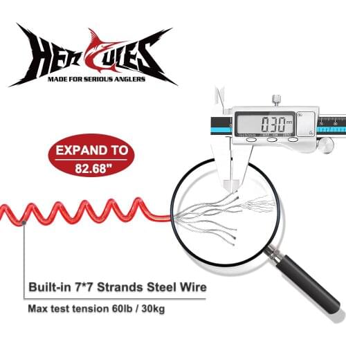 Hercules Retention Rope 2pcs 7*7 Strands 0.3 Steel Wire Retractable Safety Fishing Lanyards Boating Multicolor Ropes Grip Tackle