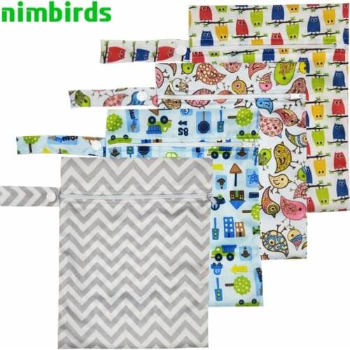 10 PCS Waterproof Reusable Wet Bag Printed Nappy Bags PUL Travel Wet Dry Bag Washable Wetbag Bags 20x25 cm Diaper Bag Wholesale