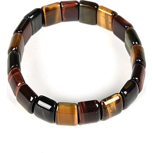 Pick Size 10.1*14.8mm Black and Golden square Tiger Eye 6.6mm thickness Diy Jewel Making Noble Bracelet 7.5inch Wholesale H198