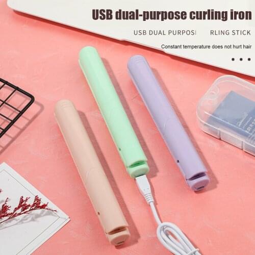 2 in 1 Hair Straightening Clip Temperature Indicator Mini Corrugate USB Splint Hair Curler Flat Iron Styling Tools