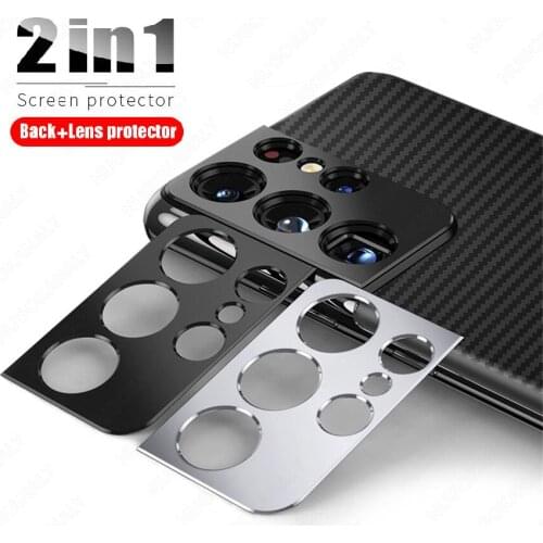 2 in 1 Back Protector Metal Protection Ring Camera Protector for Samsung Galaxy A52 A72 S20 fe S21 Plus Note 20 Ultra Case