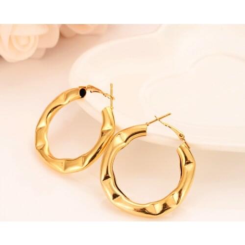 Gold Big Hoop Earrings Jewelry Wholesale Trendy Pattern Circle Round Earrings For Women wedding bridal party gifts