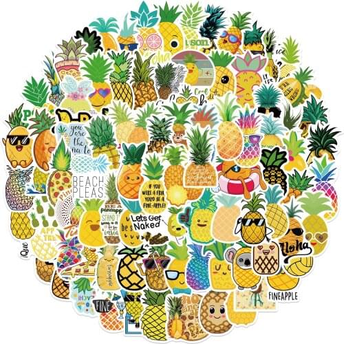 10/50/100Pcs Cartoon pineapple Graffiti Stickers for Kid Sticker Decals Toy Helmet Motorcycle Phone Case Luggage