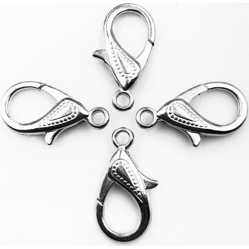 100Pcs Silver Tone Metal Eve Eyes Metal Lobster Clasps For Key Ring Jewelry Findings 30x16mm