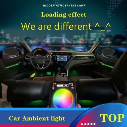 18 in 1 RGB LED Atmosphere Car Light Interior Decoration Fiber Strip Light By App Control Decorative Ambient Lamp Dashboard Lamp