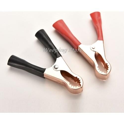 2Pcs 50A Red + Black 80mm Promotion! Car Alligator Clips Battery Clamps Crocodile Clip