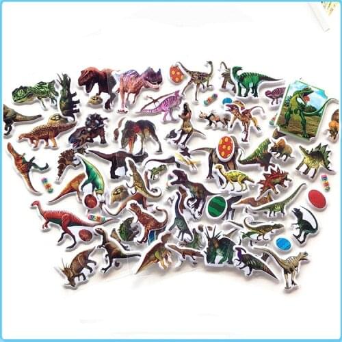 200 sheets/lot cartoon dinosaur 3D PVC adhesive stickers 17*7cm children prize gift educational toy sticker game