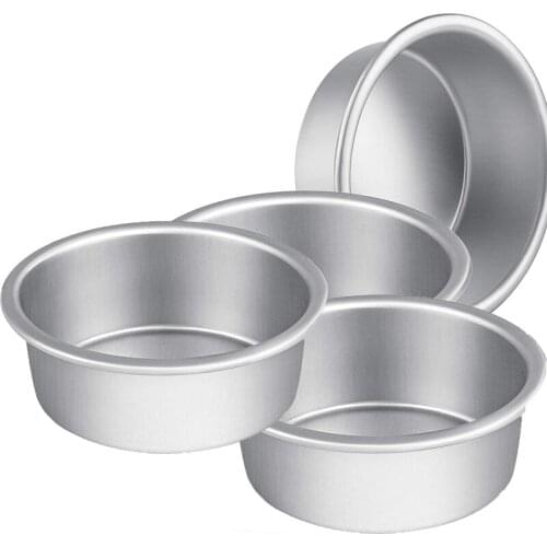 4Pack Round Cake Tin Non-Stick Cake Deep Round Cake Moulds Bakeware Fixed Base Cake Pan for Birthday Wedding Cake Baking