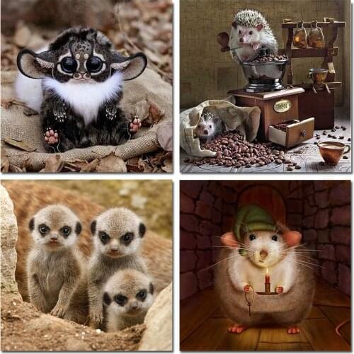 Diy Embroidery Diamond Painting Hedgehog Diamond Mosaic Animals Full Square Decor Picture Of Rhinestone Coffee Gift Animal H8118