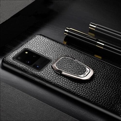 LANGSIDI Magnetic ring stand Phone Case For Samsung Galaxy S20 Plus s21 Ultra Note 20 S10 A50 A51 S9 genuine leather coque