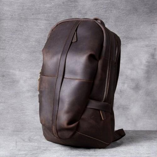Crazy Horse Leather Oxhide Top Layer Cow Leather Shoulder Bag Handmade Head Leather Backpack Cowhide Mens Computer Bag