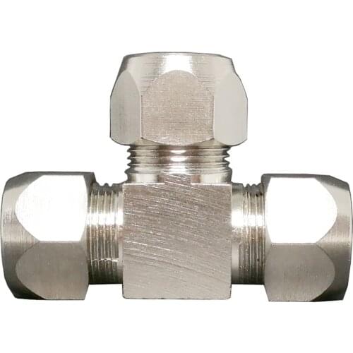 Fit 4/6/8/10/12/14/16mm OD Tube Equal Reducing Tee 3 Ways Compression Union Fitting Nickel Plated Brass Water Gas Fuel