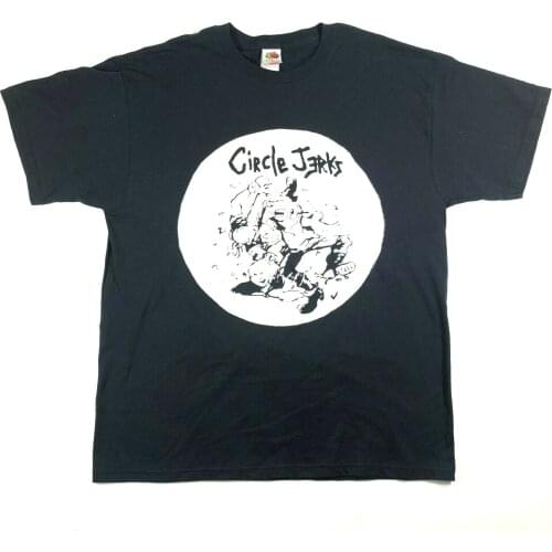 Circle Jerks Band White Logo Black Tee T Shirt Mens XL Cotton Single VTG 90s Interesting Pictures
