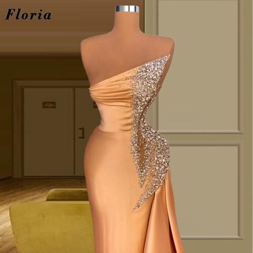Robes Dubai Couture Beading Evening Dresses With Floor Length Abendkleider Women Party Night Gowns Prom Dress 2021 Saudi Arabia