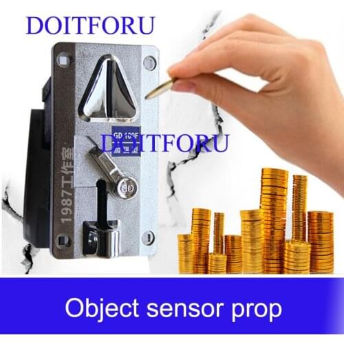 Room escape game prop coin selector drop coins into slot machine to escape from chamber room insert coins prop