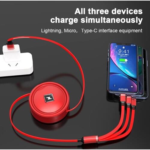 FLOVEME 3A Fast Charging Data Cable For iPhone 12 11 3-in-1 Charging Cables For Xiaomi Sansung Huawei Type-C Micro USB Dataline