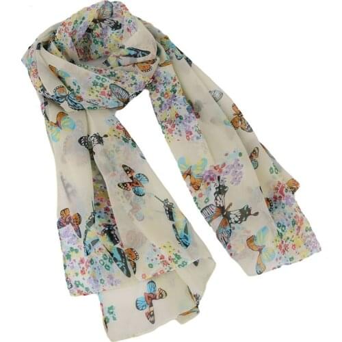 Summer chiffon Scarf Butterflies Scarves Womens Scarf Long Shawl Spring Chiffon Infinity Scarf Foulard hijab scarf 150*40cm