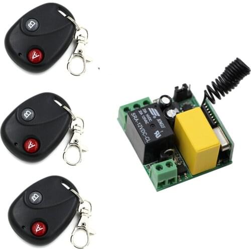 20-200m Mini AC220V 1 CH Radio Wireless Remote Control Switch System 10A Relay Receiver and 3*Transmitter for Electronic Doors
