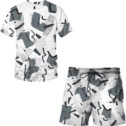 2021 New Fashion hot Shorts Abstract pattern 3D print T-Shirt Suit Man Cool Clothes Hip Hop Short Sleeve Sets Men clothing Tops
