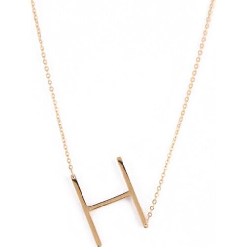 Newest Charming Gold 26 Letter Alphabet Bar Pendant Necklace with Stainless Steek Collar Choker fit male and Females Gift