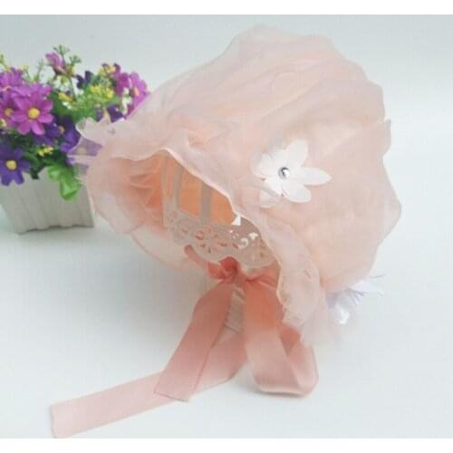 2019 New Infrant Newborn Baby Flower Hat Girl Princess Pink Cap Infant Cotton Cap
