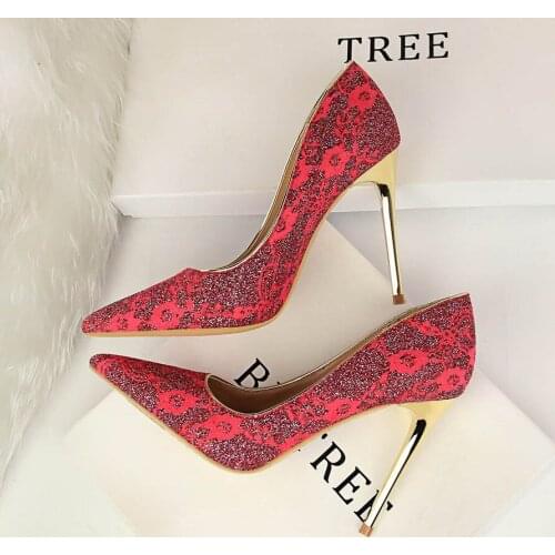 2020 New 10cm Sexy High Heels Women Luxury Bling Wedding Bridal Pink Pumps Lady Glitter Gold Scarpins Female Stiletto Prom Shoes