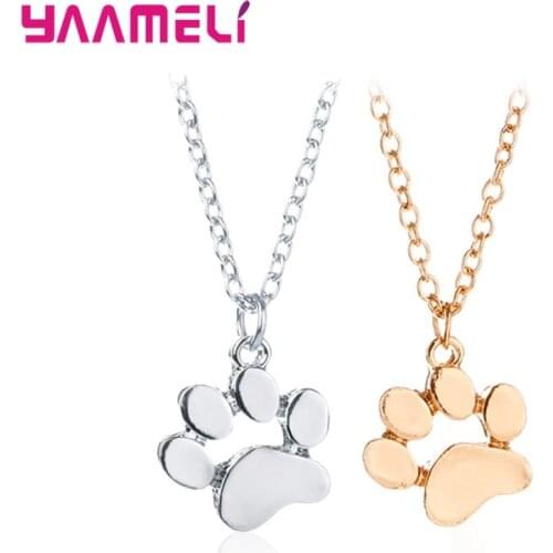 New Lovely Christmas Gifts 925 Sterling Silver Dog Paws Jewelry Pendant Necklace Novel Design Girls Fashion Necklace Chokers