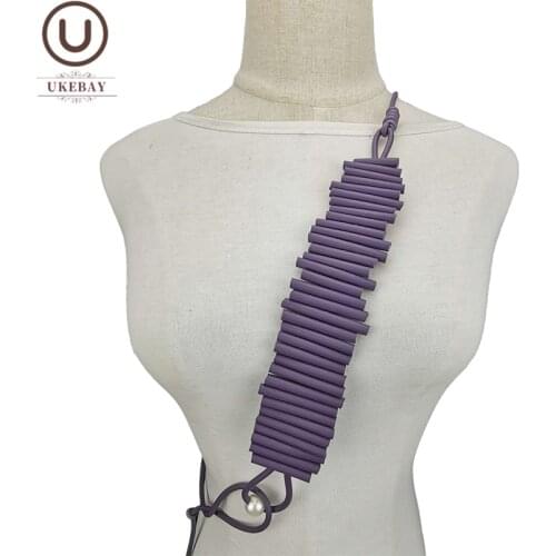 UKEBAY New Bullet Bag Choker Necklaces Purple Rubber Chain Women Gothic Necklace Top Designer Handmade Jewelry Match Cloth Chian