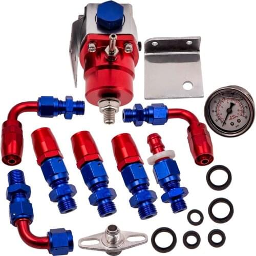 General Adjustable Fuel Pressure Regulator Kit + 100psi Gauge AN 6 Fitting End