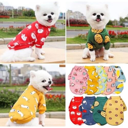 Cute Print Small Dog Hoodie Coat Winter Warm Pet Clothes for Sweater Winter Hedging Warm Dog Clothes Cat Teddy Pet Apparel