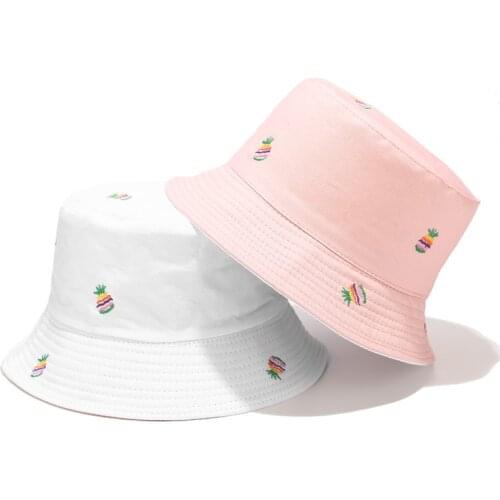 2021 Fruit pineapple print Bucket Hat Fisherman Hat outdoor travel hat Sun Cap Hats for men and Women 136