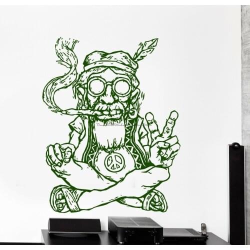Punk hippie smoking vinyl wall sticker ethnic tribal bedroom home living room decoration vinyl decal mural Y4