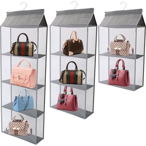 Hanging Handbag Organizer Foldable Purse Storage Bag Door Wardrobe Closet Hanger Bedroom Organization Three-dimensional