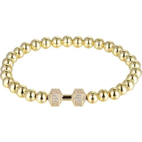 JAAFAR Popular charm dumbbells bracelets mens jewelry women 6MM gold black copper beads men and women jewelry gifts AS287