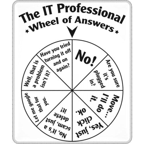The IT Professional Wheel Of Answers Mouse Pad Programmer Developer Geek Nerd Desk Mat Pads Rubber Gamer Computer Laptop Pad