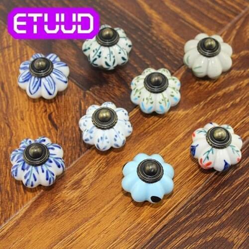 Pumpkin Knob Painted Ceramic Knob Dresser Knob Drawer Cabinet Handle Pulls Colorful Kitchen Cupboard Knob Furniture Hardware