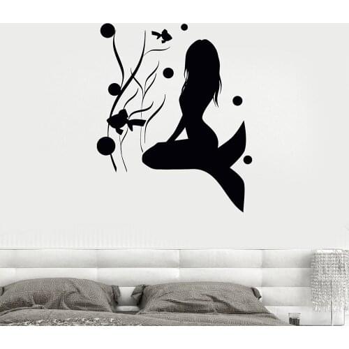 Mermaid Vinyl Wall Sticker Home Decor Nursery Kids Room Cartoon Ocean Sea Nautical Art Mural Home Bedroom Decoration M118