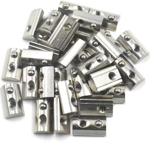 Silver European Standard 40 Series Aluminum Slot Carbon Steel Half Round Roll In Spring T Slot Nut with M6 Thread Pack of 30