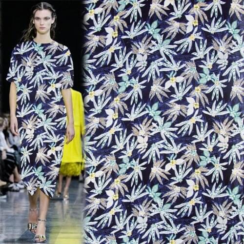 Plant design silk cotton fabric very soft good drapability silk cotton blended fabric,SCT685