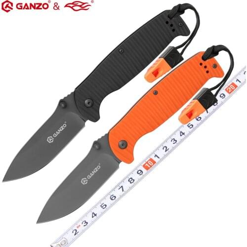 58-60HRC Ganzo G7413P 440C G10 Handle with a whistle Folding knife Survival Camping tool Pocket Knife tactical edc outdoor tool