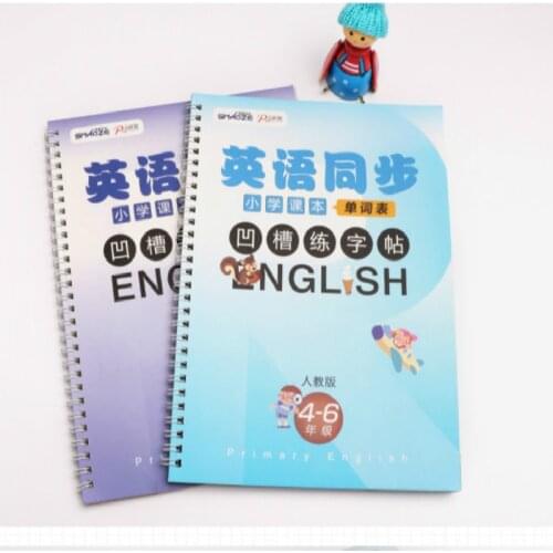Copybook in English and Chinese Children English Calligraphy Copybook Kids Repeat Writing Groove Designed Practice Copybooks