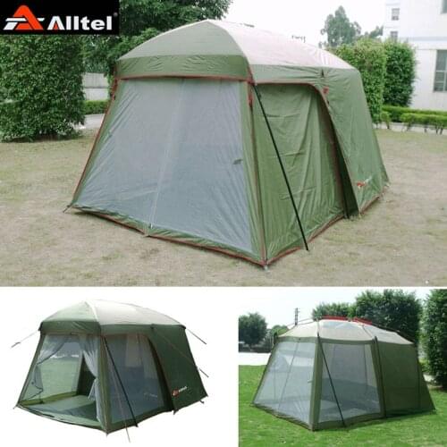 Ultralarge high quality one hall one bedroom 5-8 person double layer 200cm height waterproof camping tent in big promotion price
